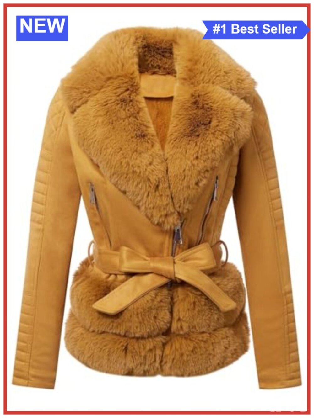 Faux Leather Suede Moto Biker Jacket Cropped Faux Fur Collar